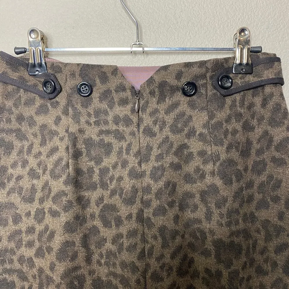 Rebecca Taylor Skirt Women's Size‎ 4 Leopard Print Back Slit Pencil Skirt
